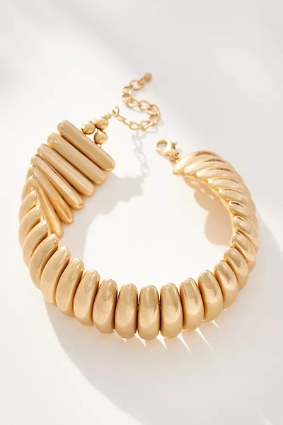 Shop By Anthropologie Ribbed Collar Necklace In Gold