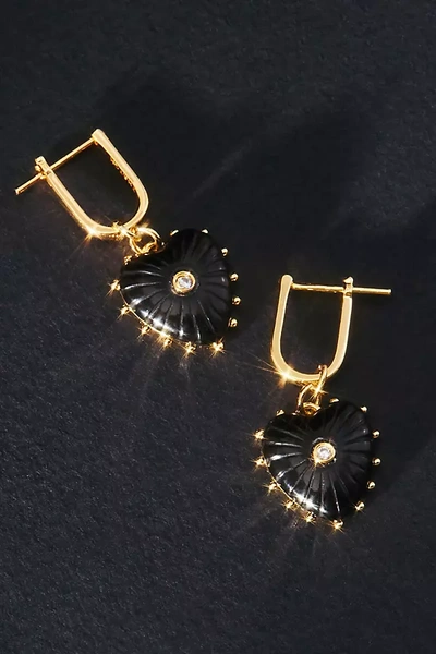 Shop Thatch Isabel Onyx Heart Earrings In Black