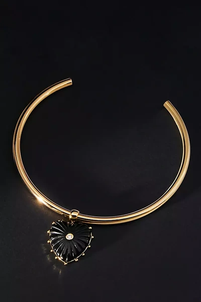 Shop Thatch Malene Onyx Heart Choker Necklace In Black