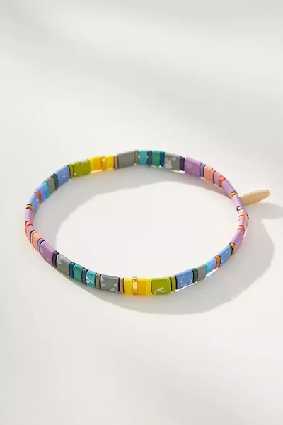 Shop Anthropologie Colorful Beaded Chicklet Bracelet In Multicolor