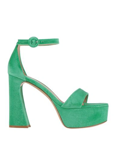 Shop Gianvito Rossi Woman Sandals Green Size 7 Textile Fibers