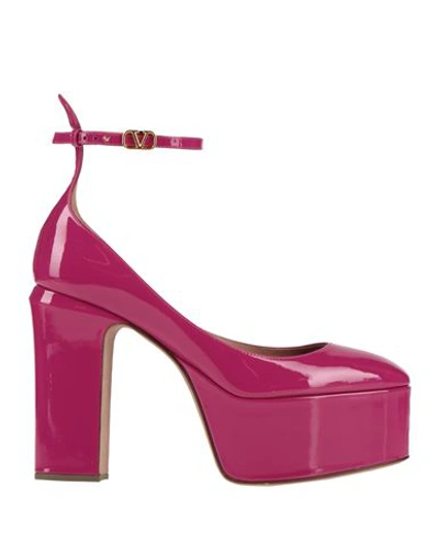 Shop Valentino Garavani Woman Pumps Fuchsia Size 8 Leather In Pink