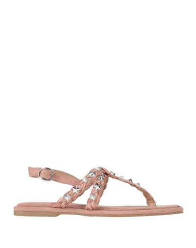 Alma Blue Woman Thong Sandal Pastel Pink Size 8 Natural Raffia In Pink