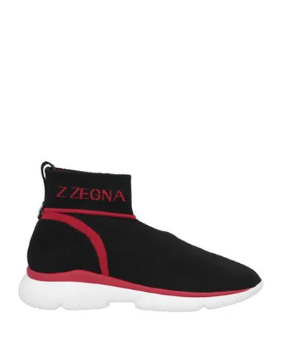 Shop Z Zegna Man Sneakers Black Size 8 Textile Fibers