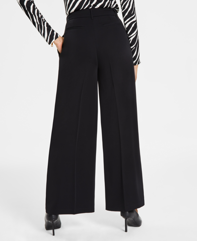 Shop Inc International Concepts Women's Pleated Wide-leg Trousers, Created For Macy's In Deep Black