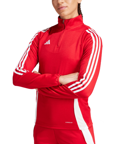 Shop Adidas Originals Women's Tiro 24 Quarter-zip Training Top In Team Power Red,white