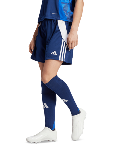 Shop Adidas Originals Women's Active Tiro 24 Performance Drawstring Shorts In Team Navy Blue,white