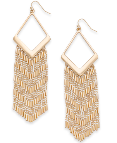 Shop Inc International Concepts Gold-tone Chain Fringe Chandelier Earrings, Created For Macy's