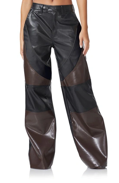 Shop Afrm Flynn Wide Leg Blocked Faux Leather Pants In Color Block