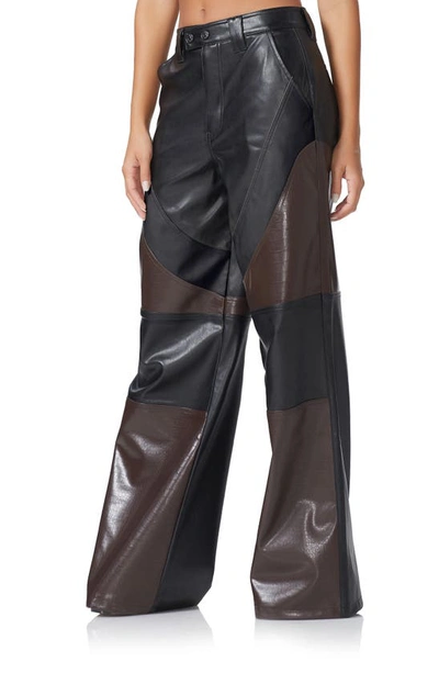 Shop Afrm Flynn Wide Leg Blocked Faux Leather Pants In Color Block