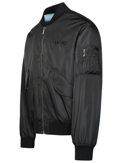 Shop Versace Black Nylon Bomber Jacket
