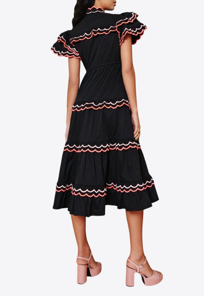 Shop Celiab Antártico Tiered Midi Dress In Black