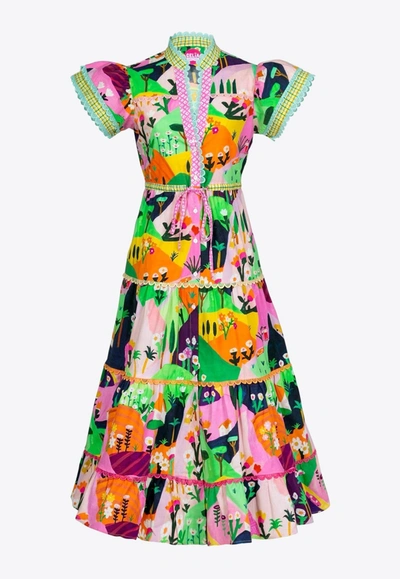 Shop Celiab Artic Printed Midi Dress In Multicolor