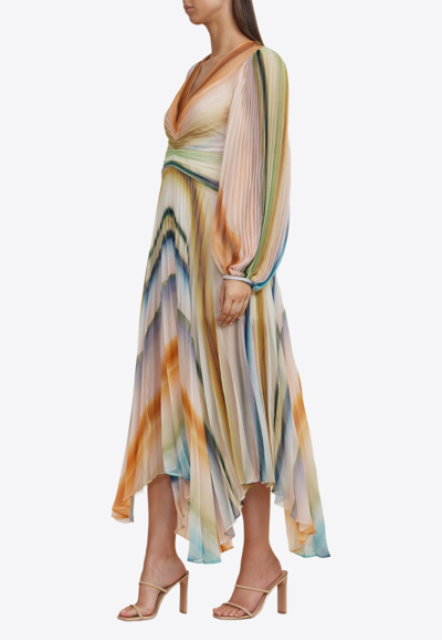 Shop Acler Astone Pleated Midi Dress In Multicolor