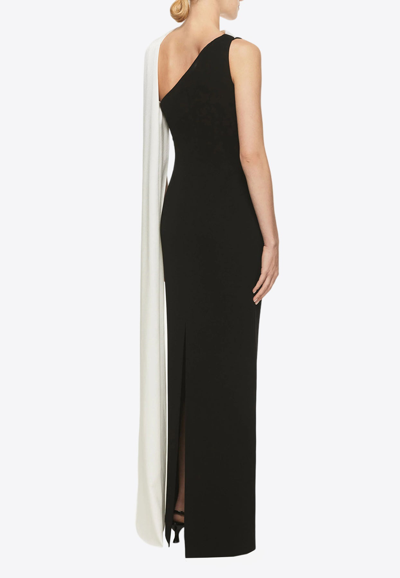Shop Roland Mouret Asymmetric Sash One-shoulder Maxi Dress In Black
