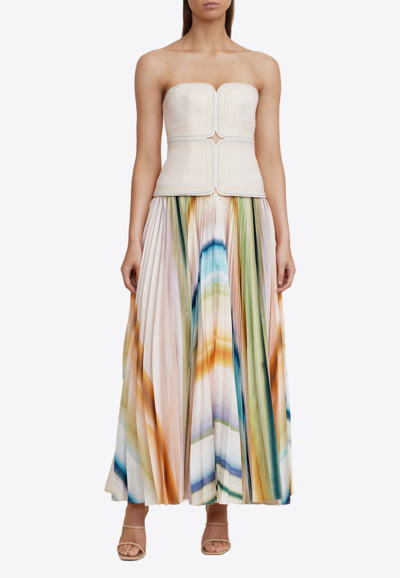 Shop Acler Avonlea Strapless Pleated Maxi Dress In Multicolor