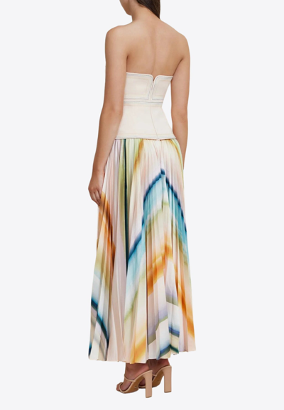Shop Acler Avonlea Strapless Pleated Maxi Dress In Multicolor