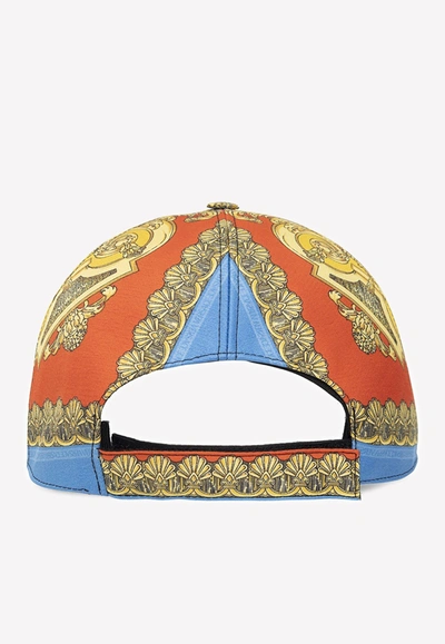 Shop Versace Barocco Goddess Baseball Cap In Silk In Multicolor