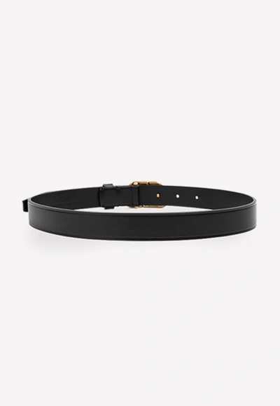 Balenciaga Bb Thin Leather Belt In Black