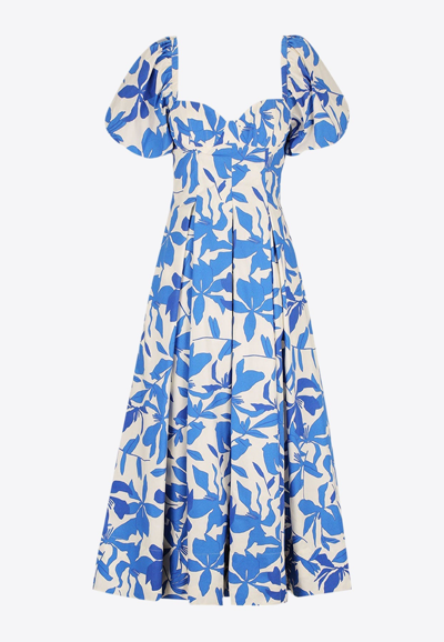Shop Shona Joy Bleue Printed Bustier Midi Dress In Multicolor