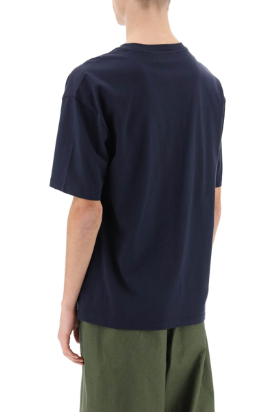 Shop Apc River T-shirt With Flocked Logo In Dark Navy (blue)
