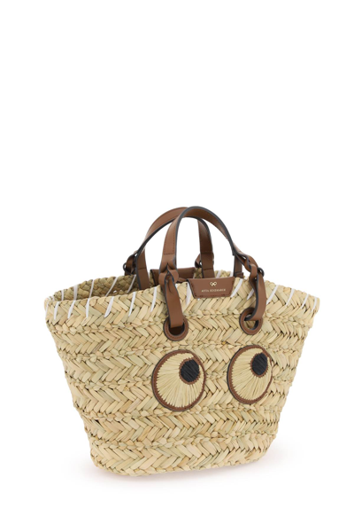 Shop Anya Hindmarch Paper Eyes Basket Handbag In Natural