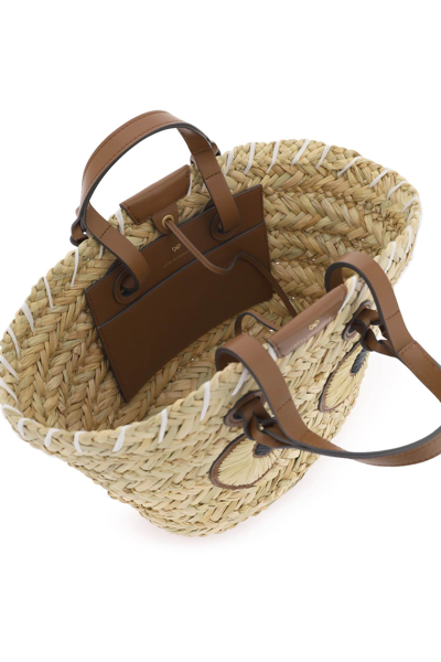 Shop Anya Hindmarch Paper Eyes Basket Handbag In Natural