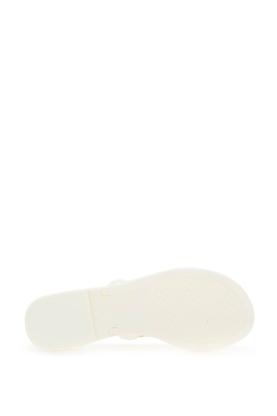 Shop Tory Burch Mini Miller Rubber Thongs In Ivory Gold (white)