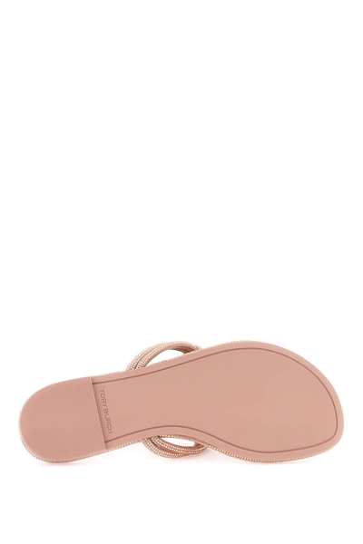 Shop Tory Burch Pavé Leather Thong Sandals In Malva (pink)