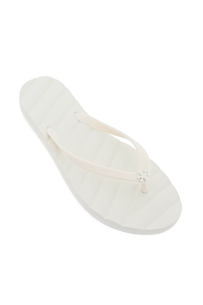 Shop Tory Burch Kira Thong Slides In Ivory Ivory Ivory (white)