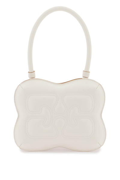 Shop Ganni Butterfly Handbag In Egret (white)
