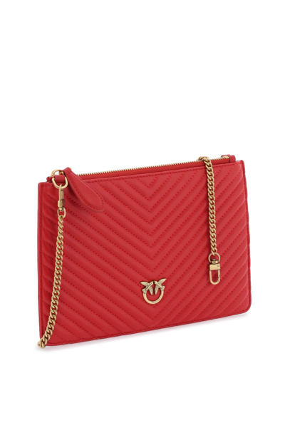 Shop Pinko Classic Flat Love Bag Simply In Rosso Antique Gold (red)