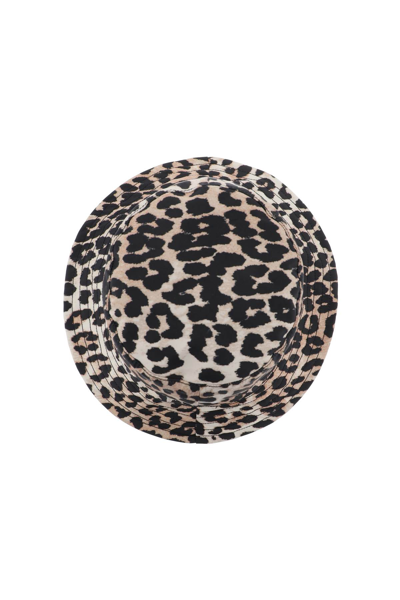 Shop Ganni Animal Print Bucket Hat In Leopard (beige)