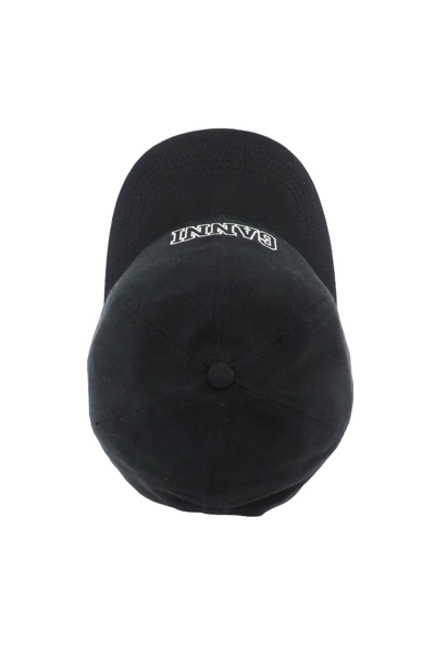 Shop Ganni Baseball Cap With Logo Embroidery In Black (black)