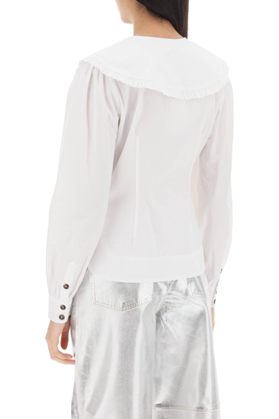 Shop Ganni Maxi Collar Shirt In Bright White (white)