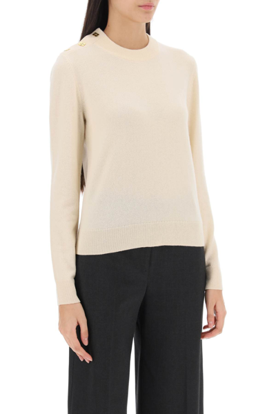 Shop Ganni Sweater With  Butterfly Buttons In Alabaster Gleam (beige)