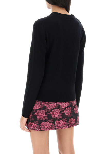 Shop Ganni Sweater With  Butterfly Buttons In Black (black)