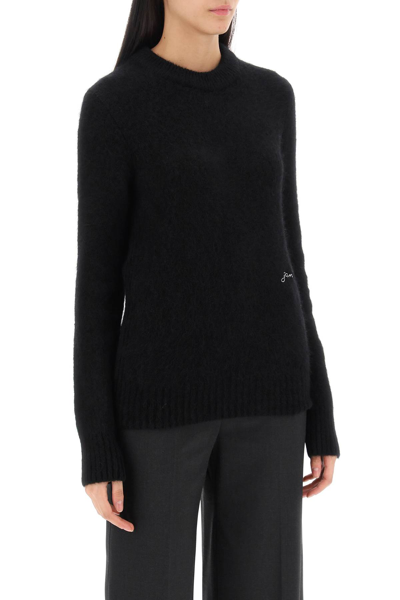 Shop Ganni Brushed Alpaca And Wool Sweater In Black (black)