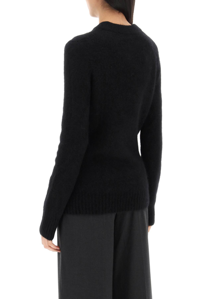 Shop Ganni Brushed Alpaca And Wool Sweater In Black (black)