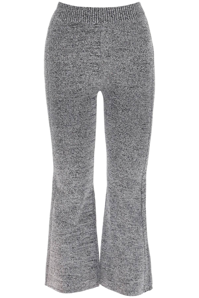 Shop Ganni Stretch Knit Cropped Pants In Black (grey)