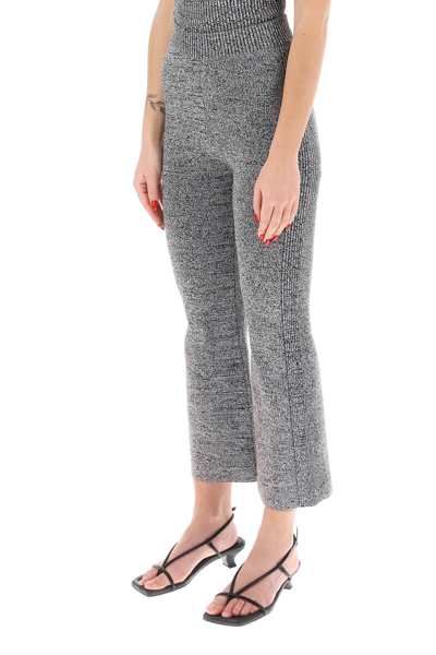 Shop Ganni Stretch Knit Cropped Pants In Black (grey)