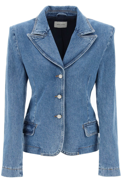 Shop Magda Butrym Single-breasted Jacket In Denim In Blue (blue)