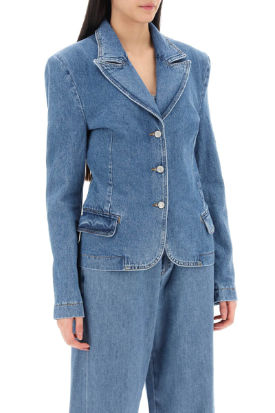 Shop Magda Butrym Single-breasted Jacket In Denim In Blue (blue)