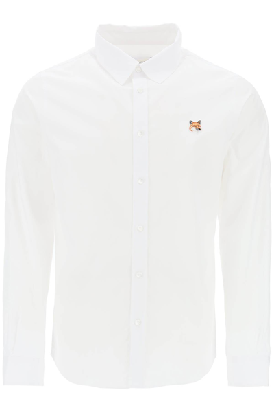 Shop Maison Kitsuné Fox Head Poplin Shirt In White (white)