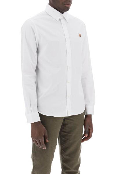 Shop Maison Kitsuné Fox Head Poplin Shirt In White (white)