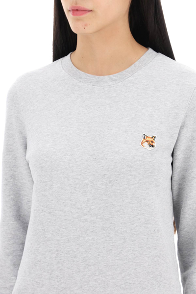 Shop Maison Kitsuné Fox Head Regular Fit Sweatshirt In Light Grey Melange (grey)