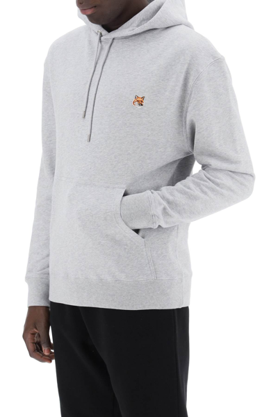 Shop Maison Kitsuné Fox Head Hooded Sweatshirt In Light Grey Melange (grey)