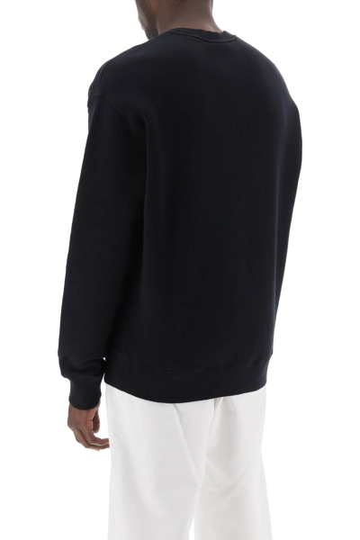 Shop Maison Kitsuné Crewneck Sweatshirt With Logo Lettering In Black White (black)