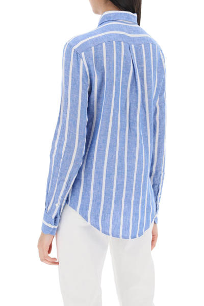 Shop Polo Ralph Lauren Relaxed Fit Linen Shirt In 1624 Blue White (blue)