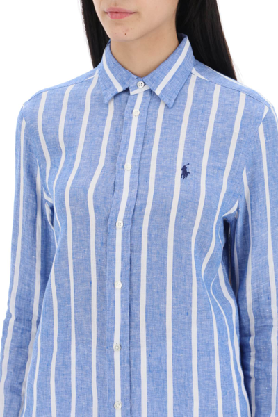 Shop Polo Ralph Lauren Relaxed Fit Linen Shirt In 1624 Blue White (blue)